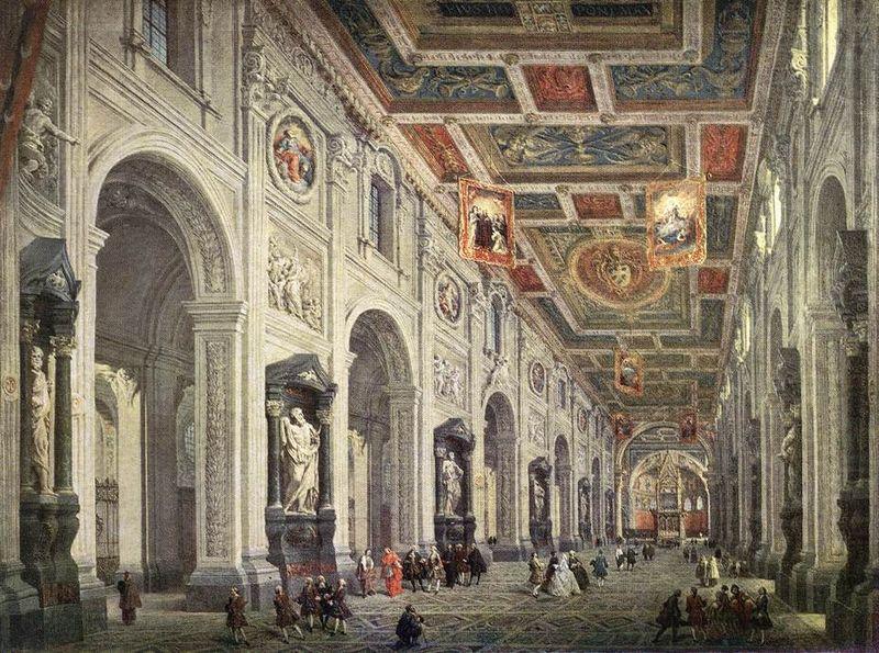 Interior of the San Giovanni in Laterano in Rome, Giovanni Paolo Pannini